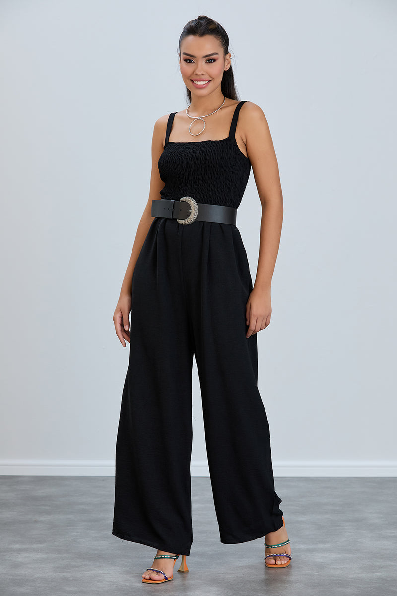 Effortless Wide Leg Cami Jumpsuit in Classic Black - jqwholesale.com