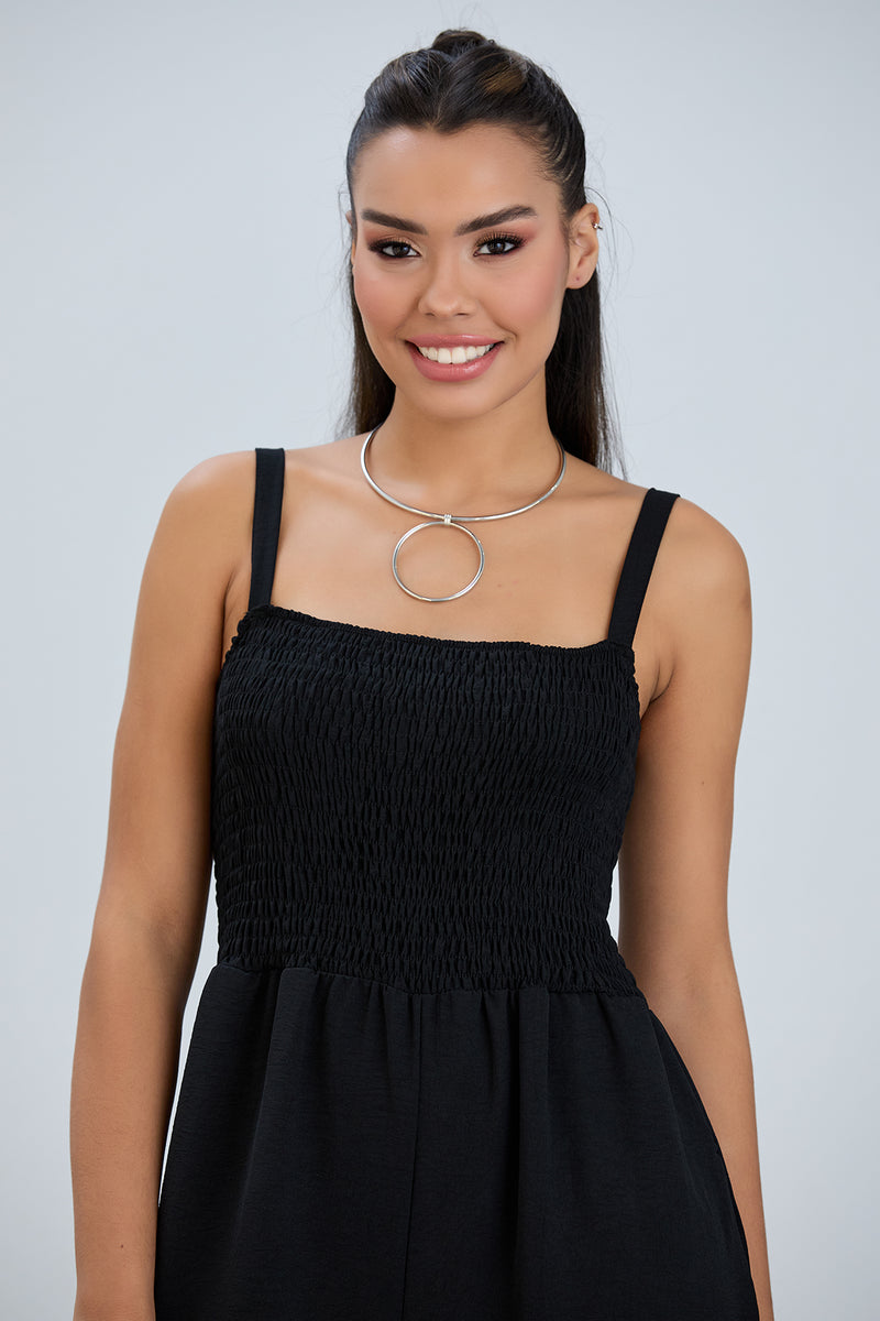 Effortless Wide Leg Cami Jumpsuit in Classic Black - jqwholesale.com