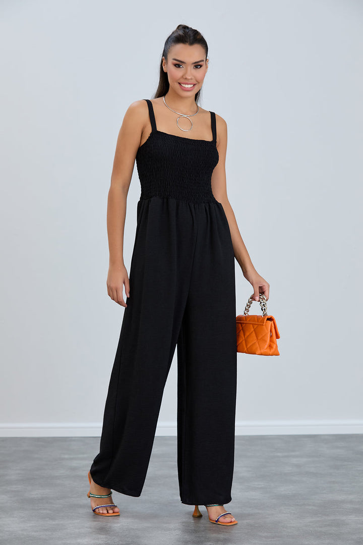 Effortless Wide Leg Cami Jumpsuit in Classic Black - jqwholesale.com