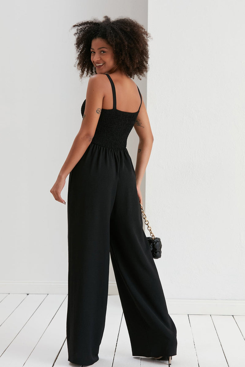 Effortless Wide Leg Cami Jumpsuit in Classic Black - jqwholesale.com