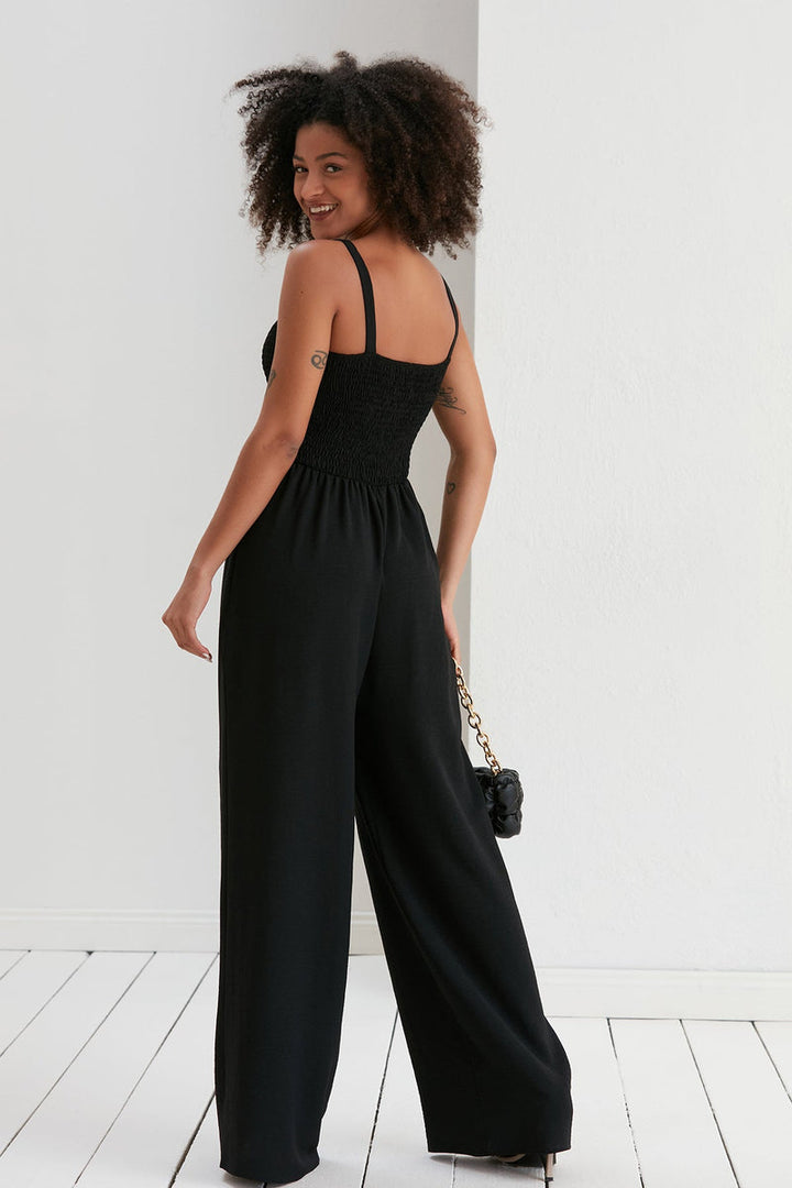 Effortless Wide Leg Cami Jumpsuit in Classic Black - jqwholesale.com