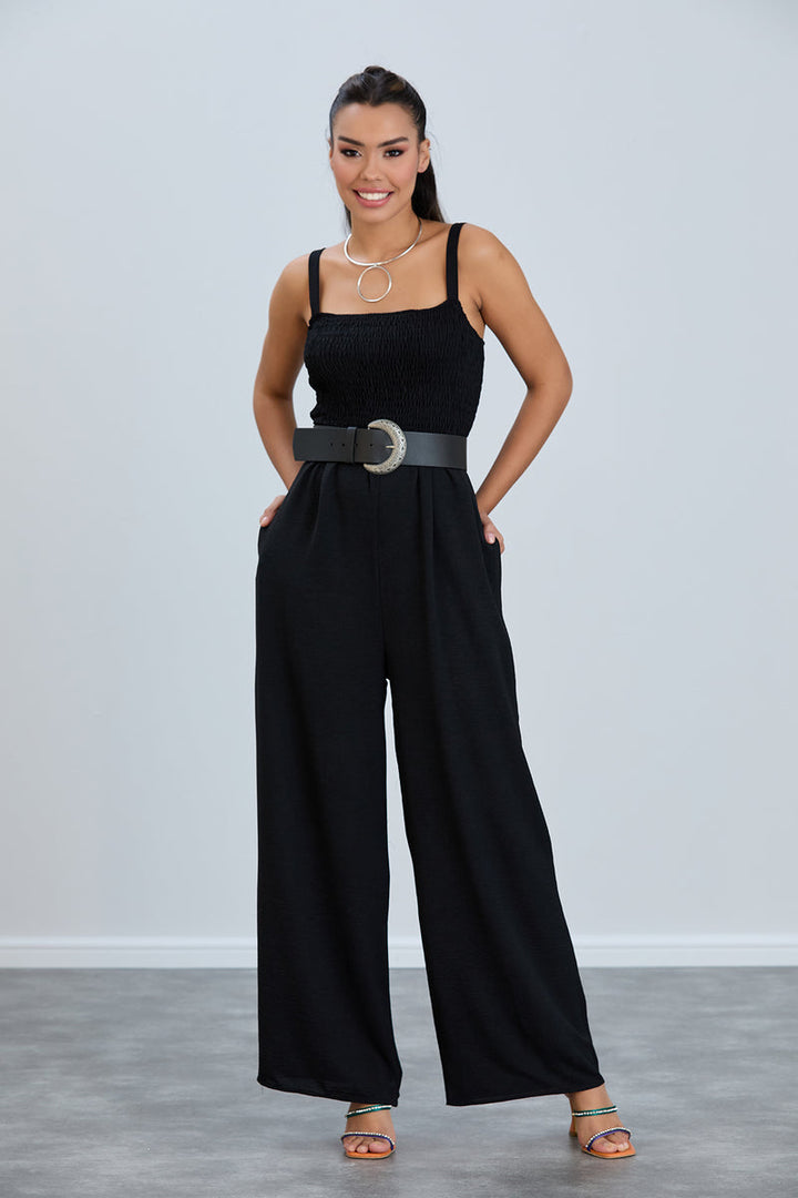 Effortless Wide Leg Cami Jumpsuit in Classic Black - jqwholesale.com