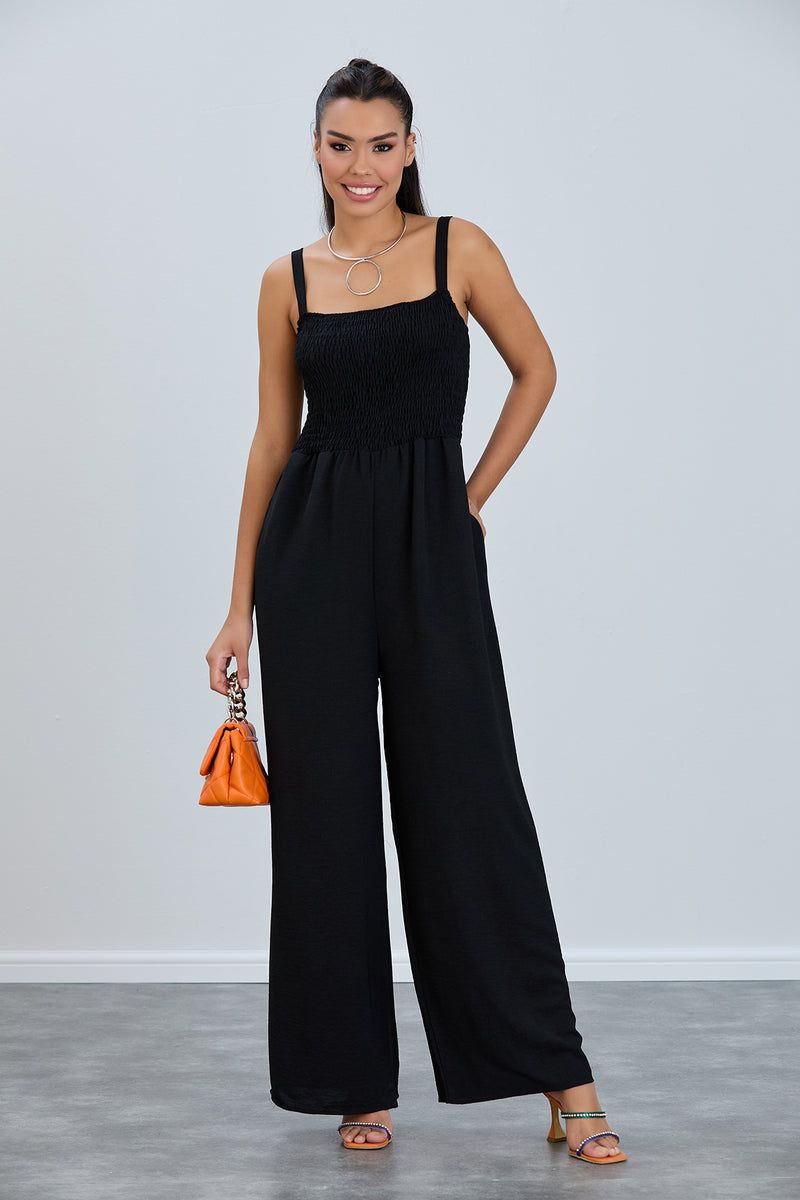 Effortless Wide Leg Cami Jumpsuit in Classic Black - jqwholesale.com