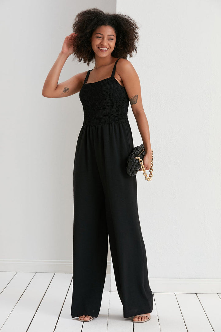 Effortless Wide Leg Cami Jumpsuit in Classic Black - jqwholesale.com