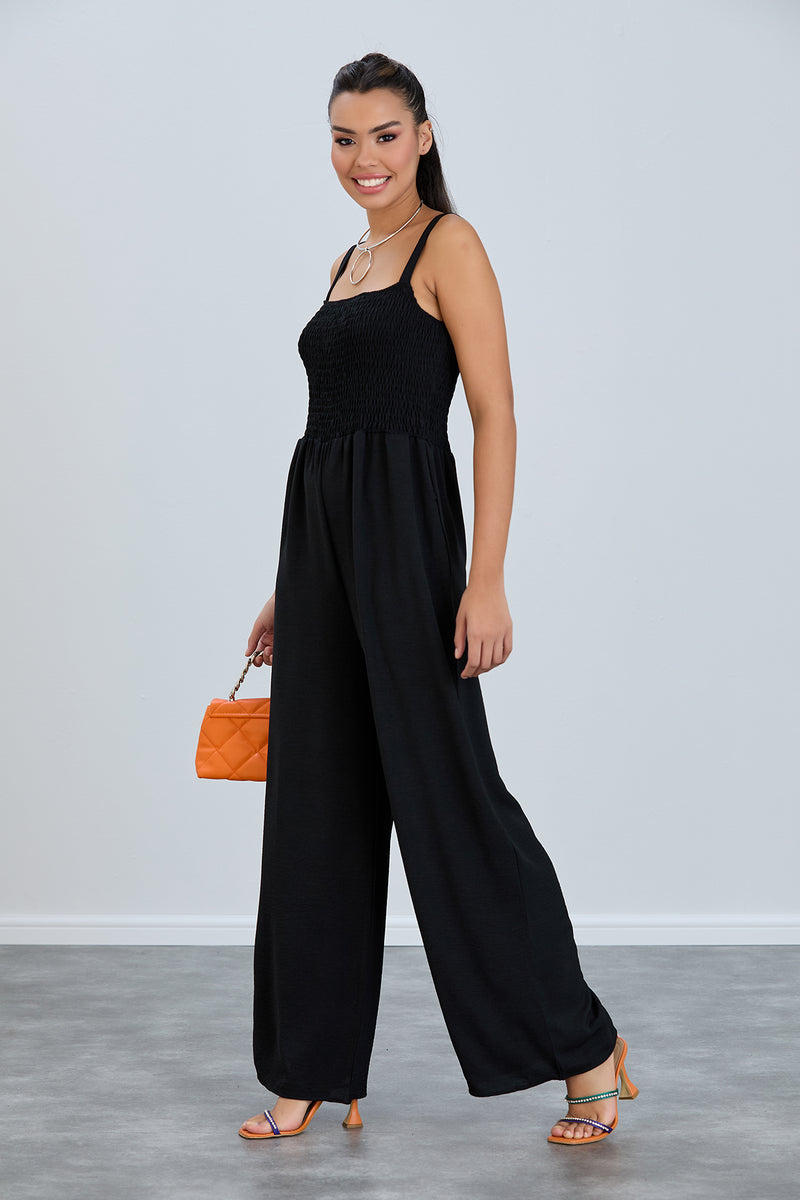 Effortless Wide Leg Cami Jumpsuit in Classic Black - jqwholesale.com