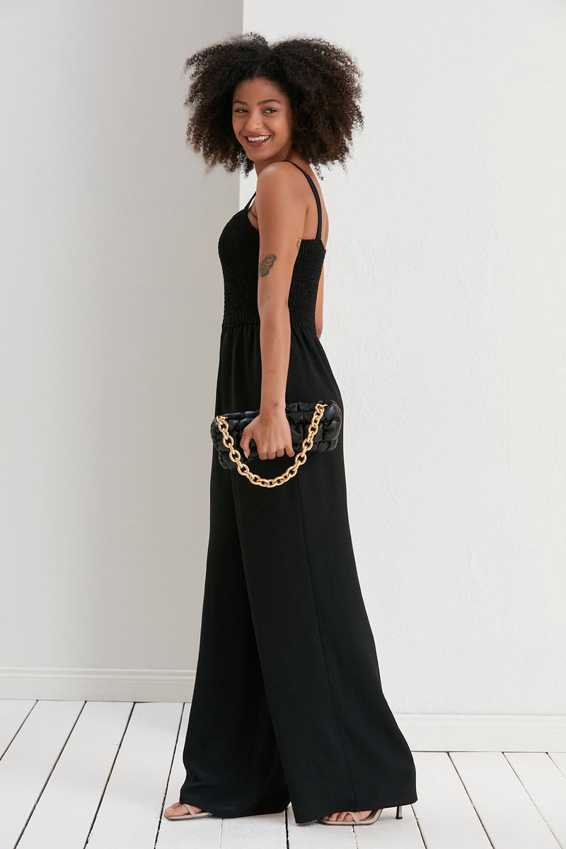 Effortless Wide Leg Cami Jumpsuit in Classic Black - jqwholesale.com