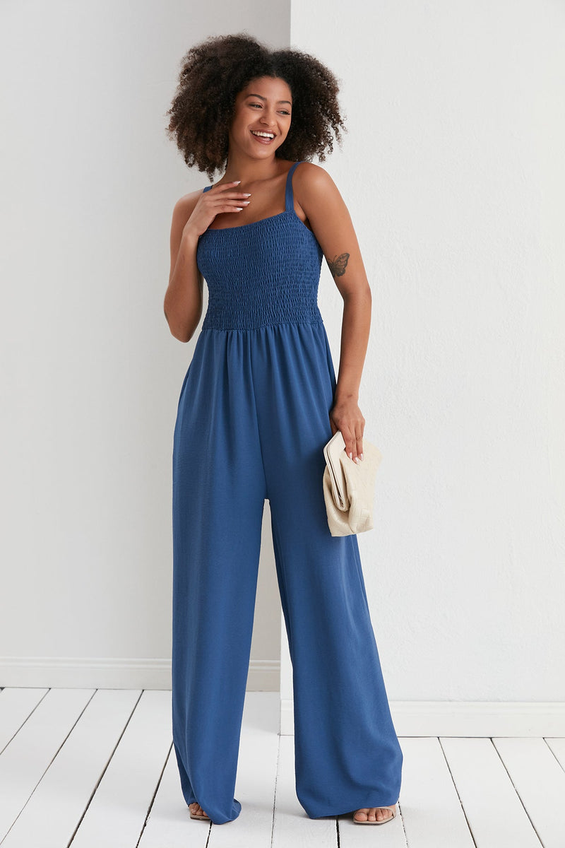 Effortless Wide Leg Cami Jumpsuit in Navy - jqwholesale.com