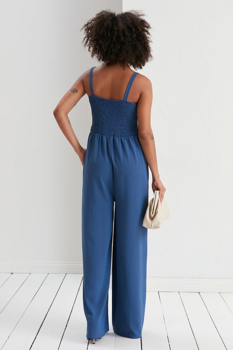 Effortless Wide Leg Cami Jumpsuit in Navy - jqwholesale.com