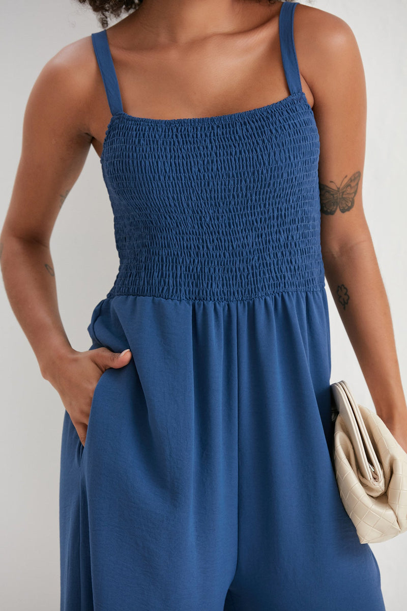 Effortless Wide Leg Cami Jumpsuit in Navy - jqwholesale.com