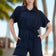 Shirt Wrap Playsuit in Navy Blue