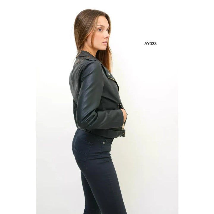 (4P. PACK) Plain Leather Look Biker Jacket - jqwholesale.com