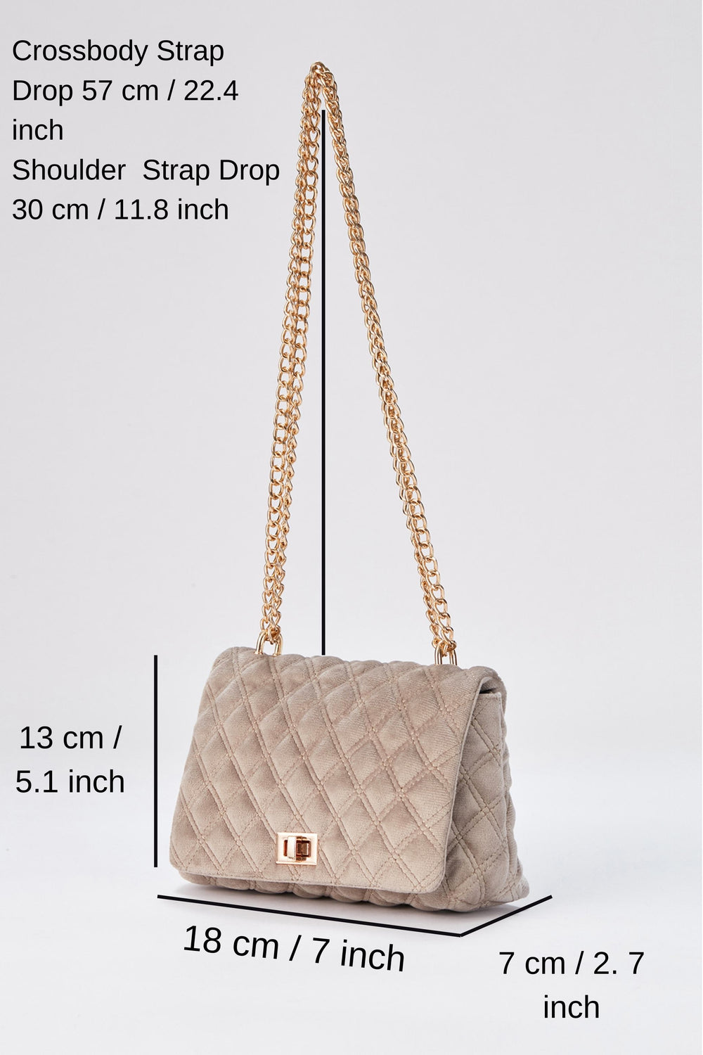 Quilted Mini Crossbody & Shoulder Bag - Beige