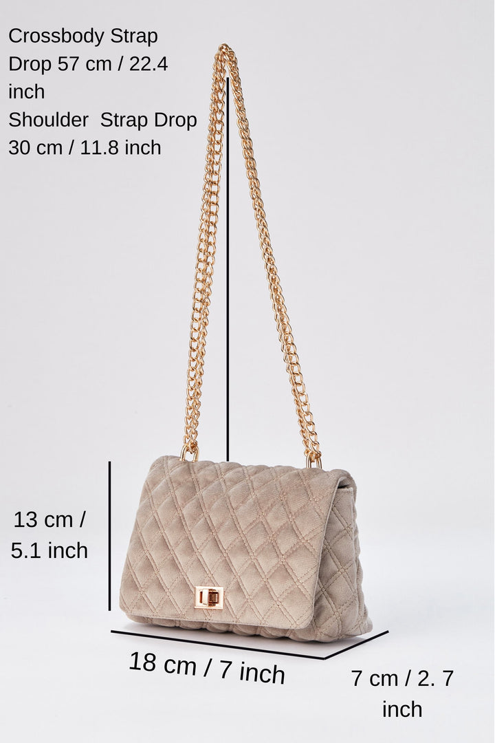 Quilted Mini Crossbody & Shoulder Bag - Beige