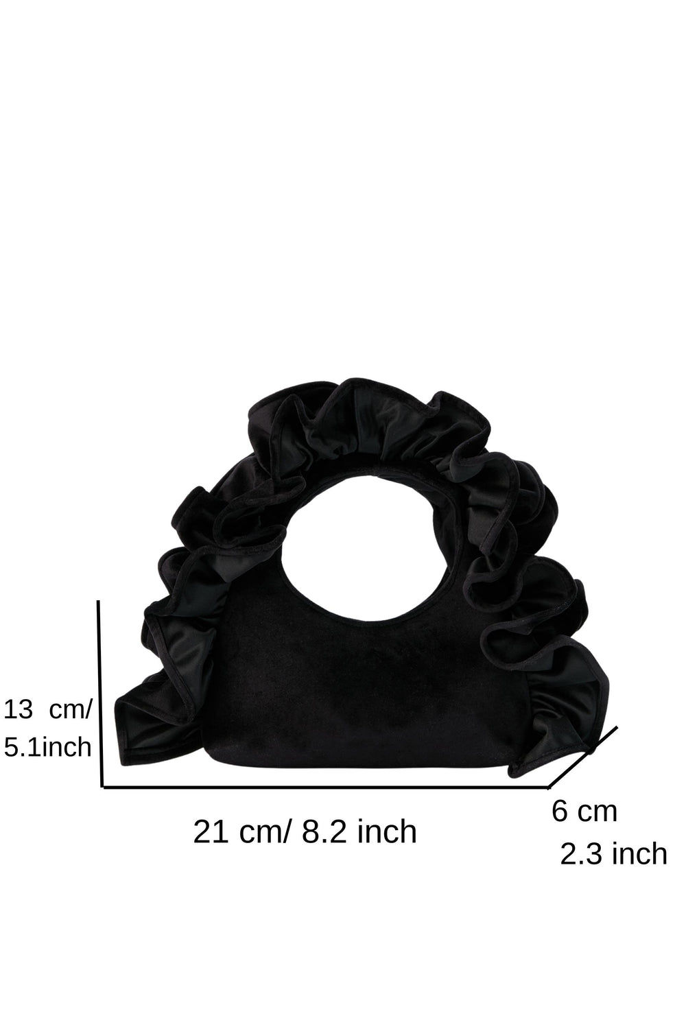 Ruffle Handle Grab Bag - Black