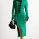Buttoned Jumper and Midi Skirt Co Ord set in Green