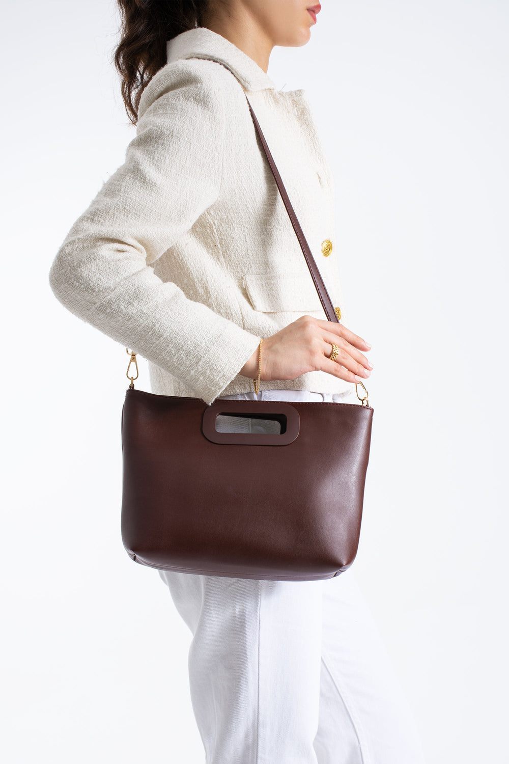 Crossbody Bag With Handle Detail in Burgundy