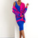 Blue Knitted Midi Dress with Pink Printed Cardigan Co Ord Set