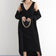 Knitted Bodycon Midi Dress with Oversize Longline Cardigan Co ord Set in Black