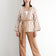 Knitted Wrap Cardigan and Wide Leg Trousers Co Ord set in Camel/White