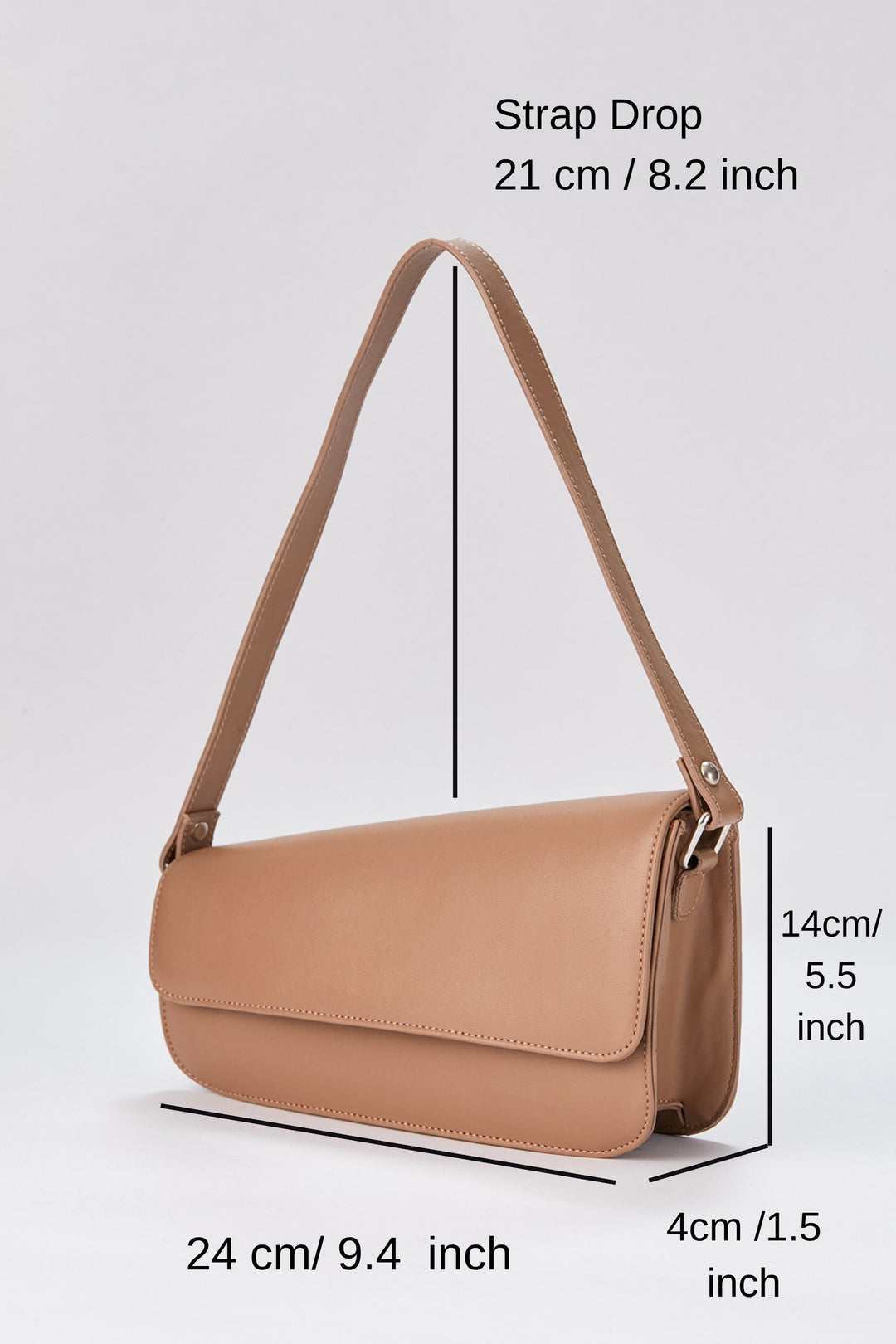 Asymmetric Pu Leather  Shoulder Bag - Nude
