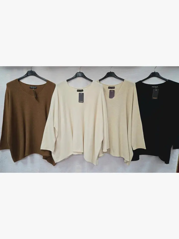 Oversized Soft Touch Long Sleeve Vee Knit - jqwholesale.com