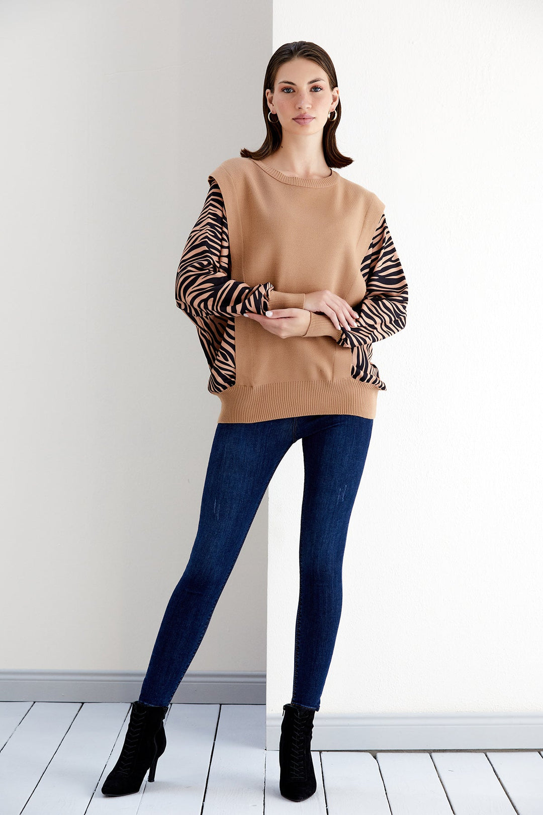 Exotic Safari Oversized Bat Sleeve Sweater - jqwholesale.com
