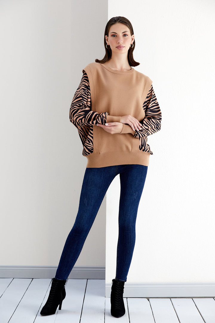 Exotic Safari Oversized Bat Sleeve Sweater - jqwholesale.com