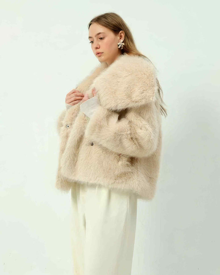 Big Collar Soft Touch Luxurious Faux Fur Coat (2P.PACK)
