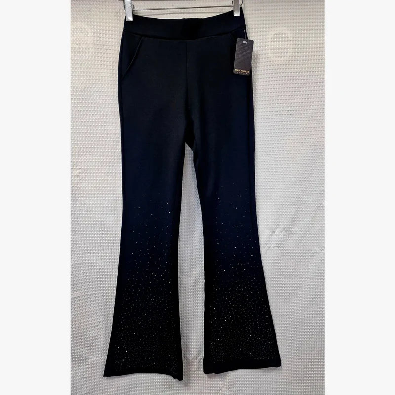(4P.PACK) Bootcut Sparkle 2 Pocket Stretch Black Trousers - jqwholesale.com