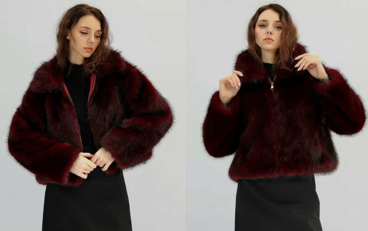 Luxury Faux Fur Gold Zip Coat