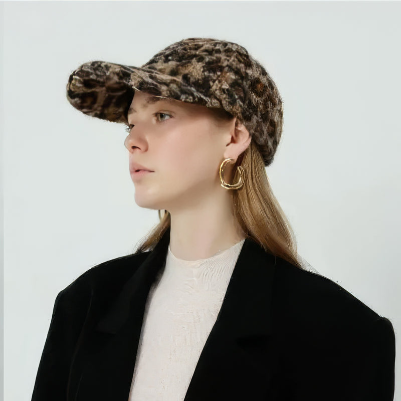 (2P.PACK) Boucle Leopard Print Baseball Cap Hat - jqwholesale.com