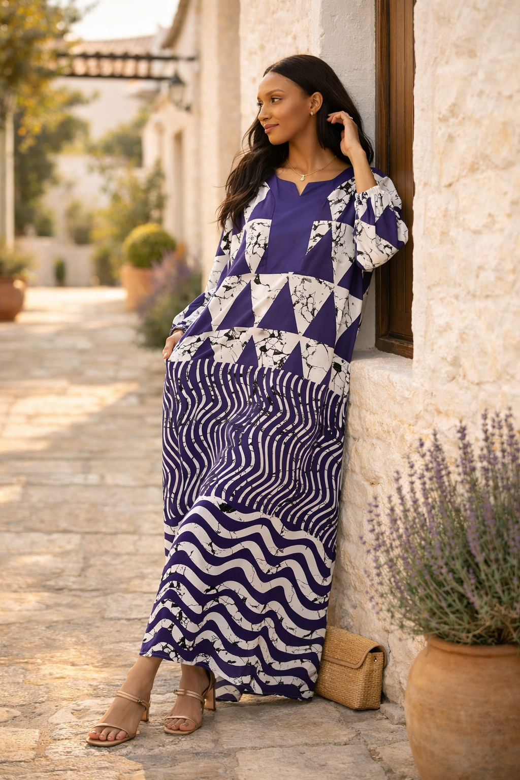 abstract maxi dress with sleeves Topshop abstract print long sleeve maxi dress in multi