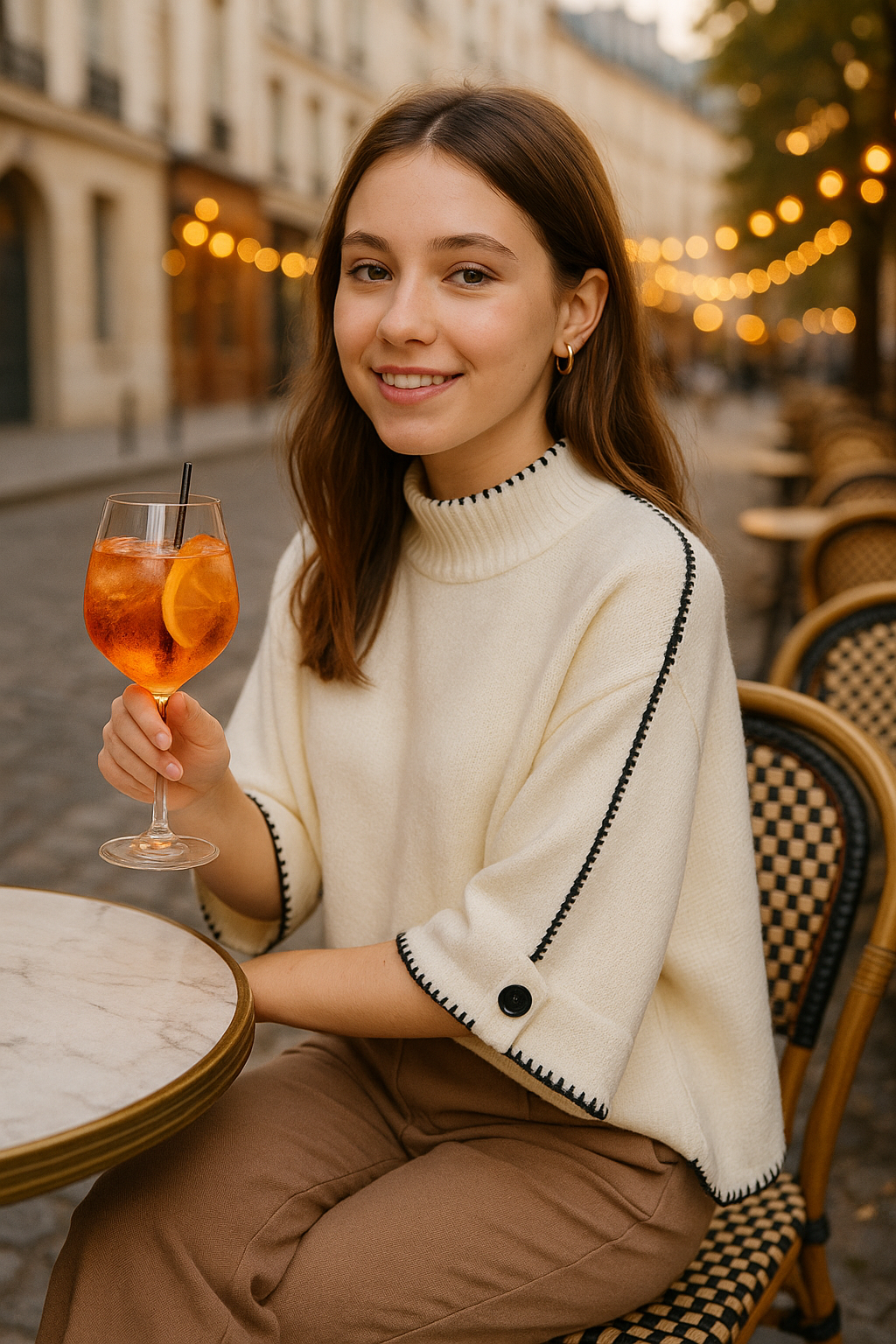 Cornelli Trim Turtle Neck Knit