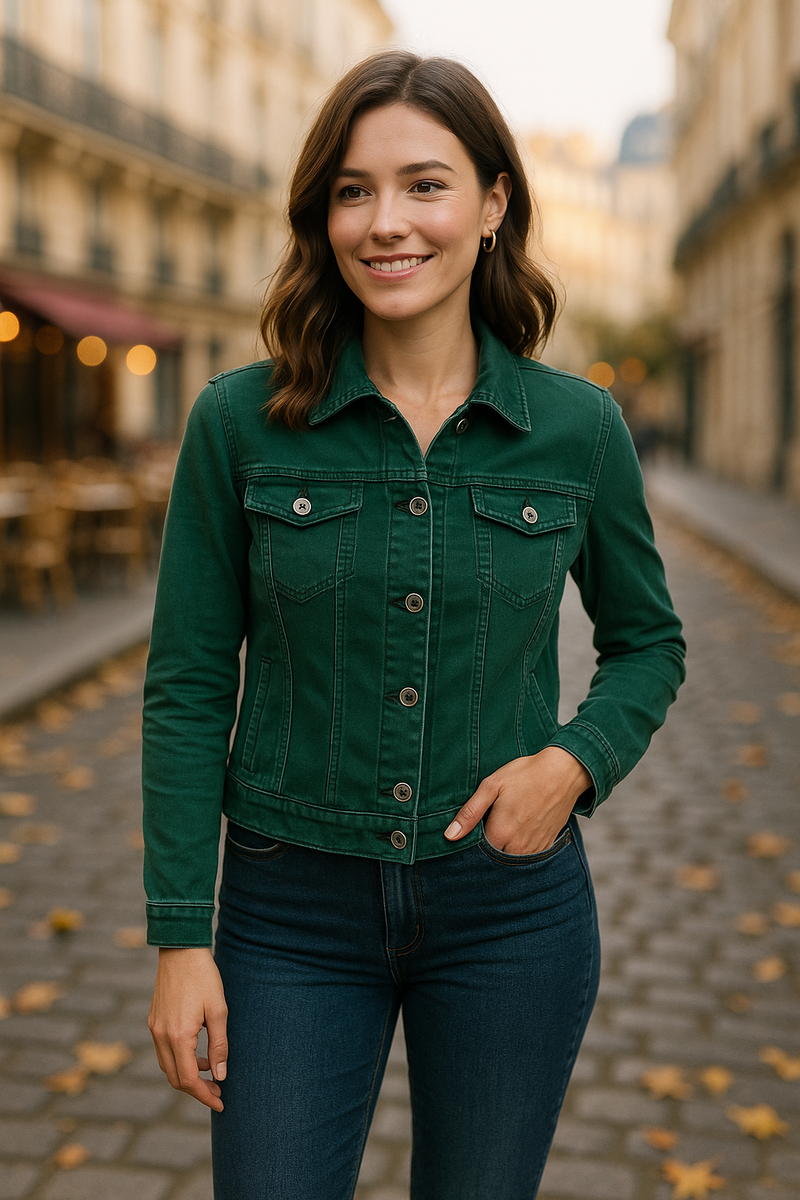 Voggo Forrest green Cotton Bi stretch Denim Jacket (5p.pack) - jqwholesale.com