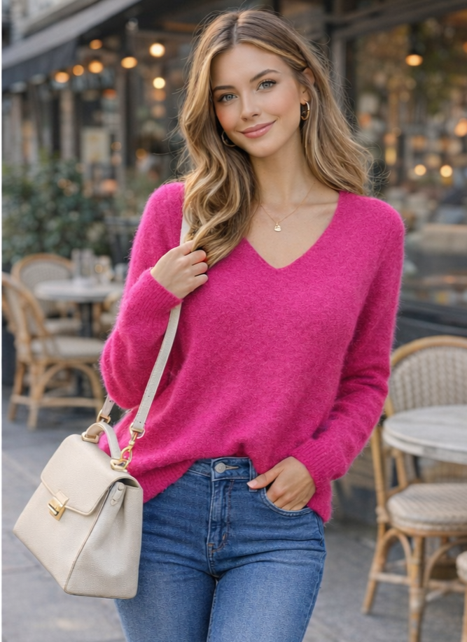 V Neck Alpaca Soft Touch Knit