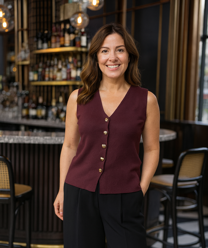 Gold Metal Button Wool Blend V Waistcoat (2p.pack) - jqwholesale.com