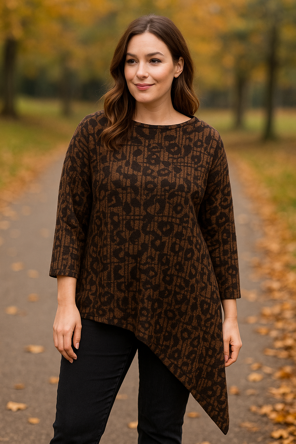 Asymmetric Lace Hem Textured Top - jqwholesale.com