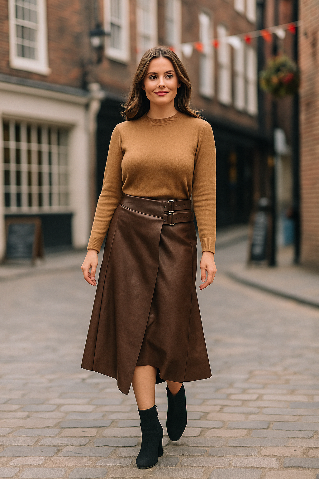 PU Leather look buckle Skirt - jqwholesale.com