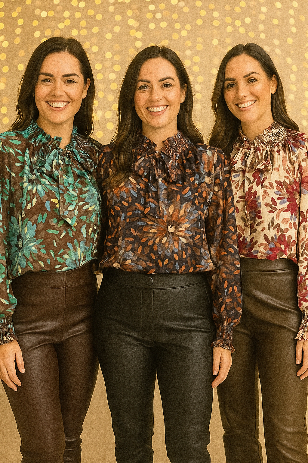 Oversized Drop sleeve floral Bow Tencel Blouse - jqwholesale.com