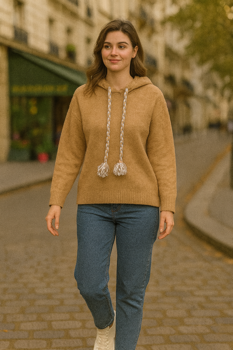 Soft Touch Contrast Tassle Hoodie Jumper (2p.pack) - jqwholesale.com