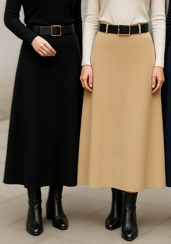 Plain Suedette A-line Buckle Skirt