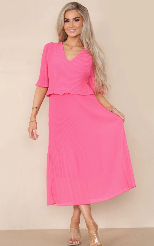 Plain Plissee Pleated Layered Maxi Dress - jqwholesale.com