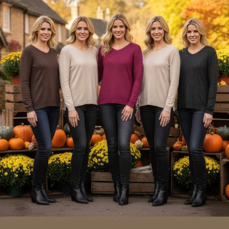 Lurex V Fine Knit Jumper (2p.pack) - jqwholesale.com