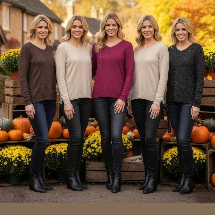 Lurex V Fine Knit Jumper (2p.pack) - jqwholesale.com