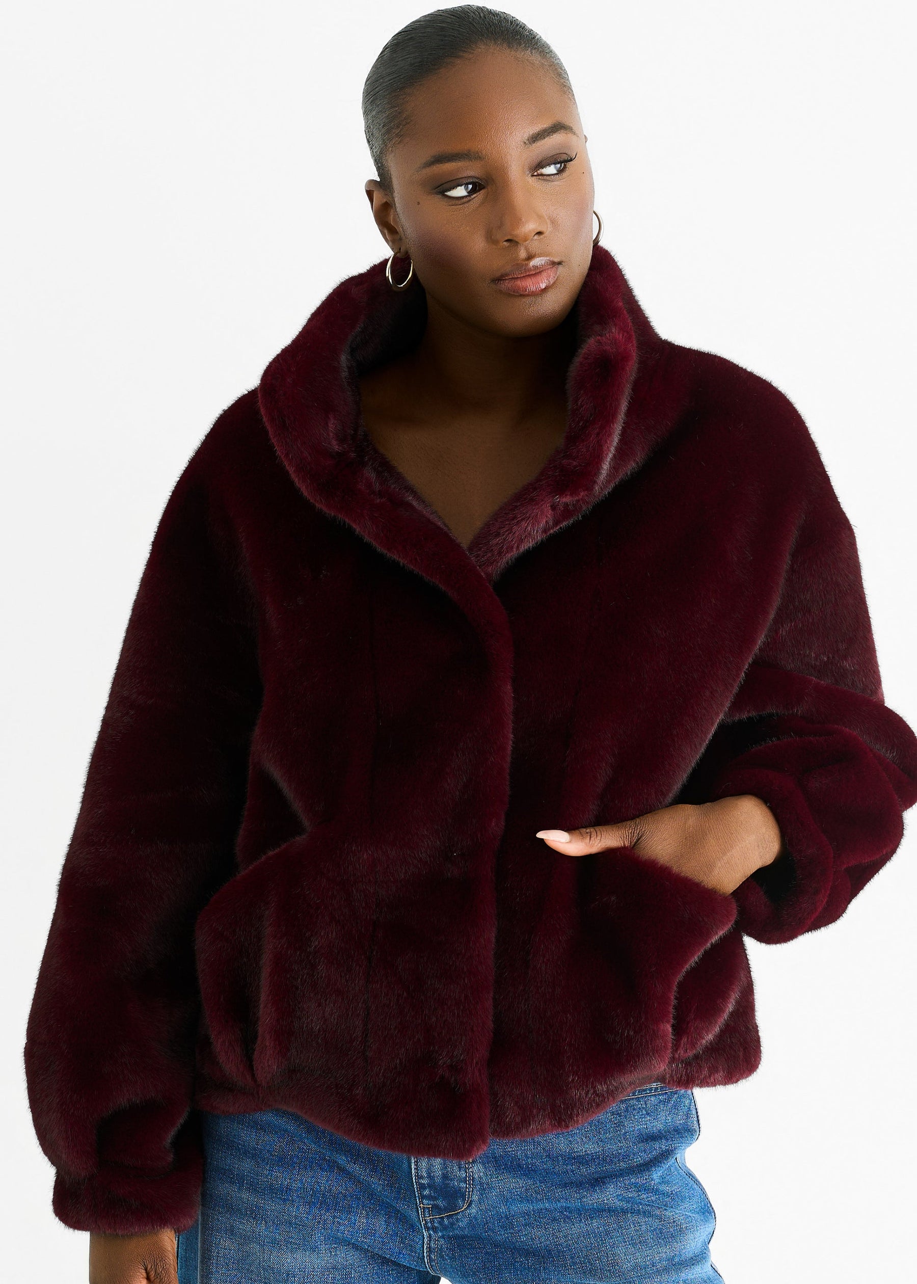 Angora Red Faux Fur Jacket