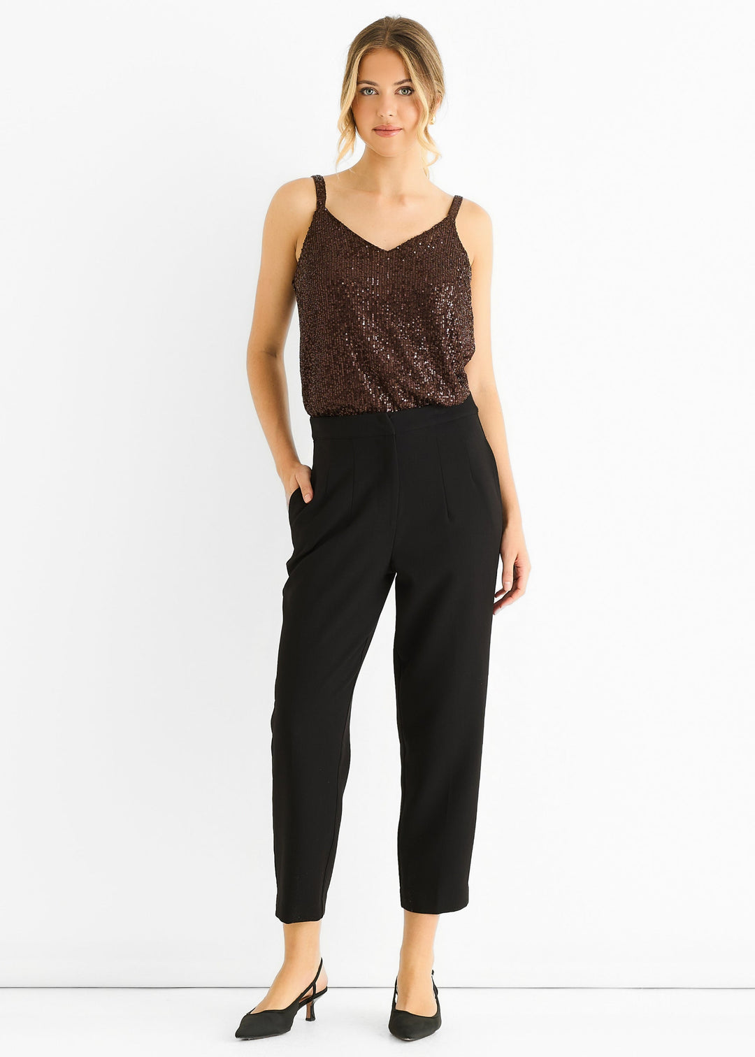 Black Ankle Grazer Cigarette Tailoring Trousers
