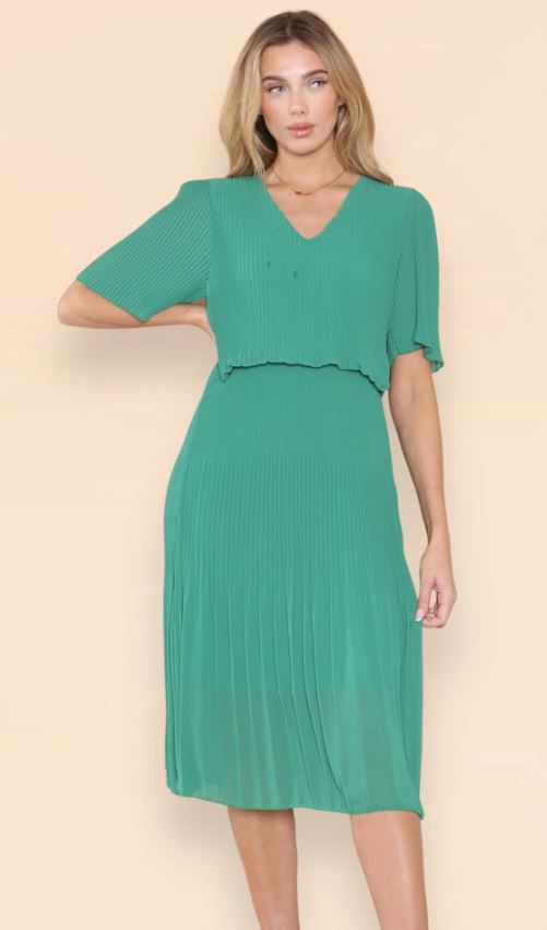 Plain Plissee Pleated Layered Maxi Dress - jqwholesale.com