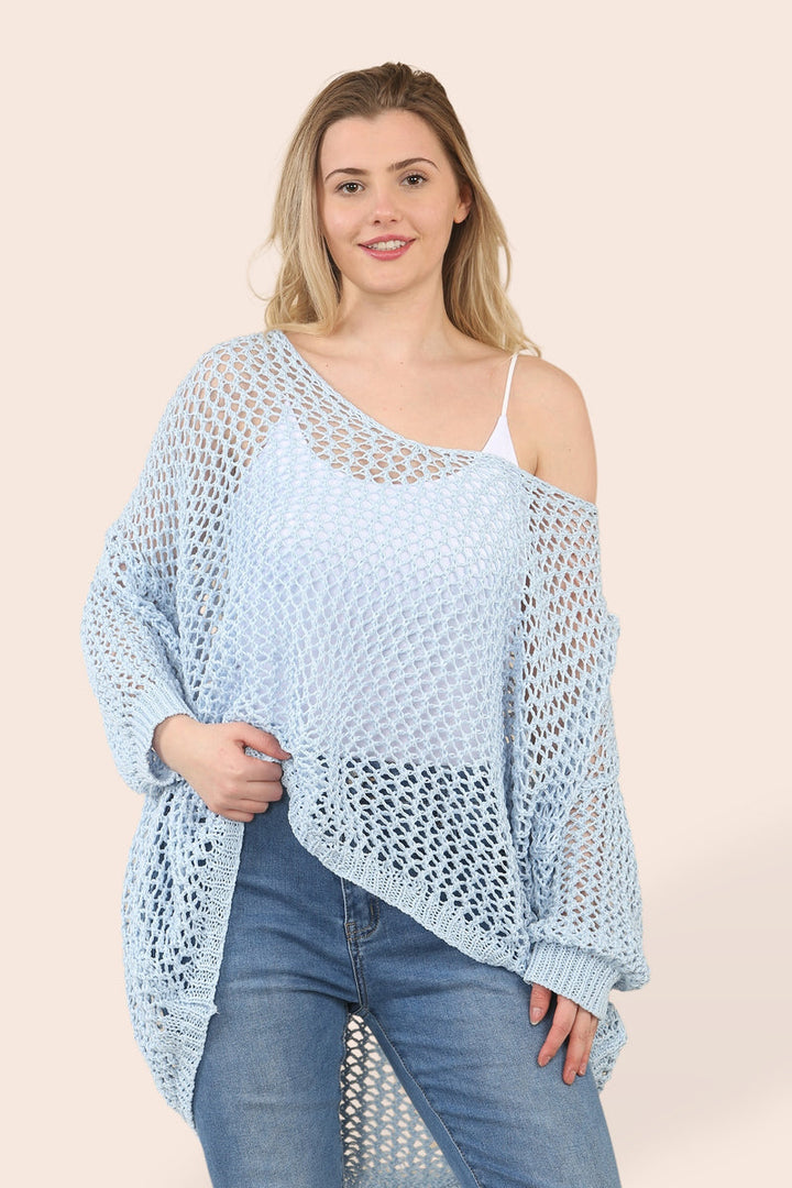 V Neck Crochet Knit - jqwholesale.com