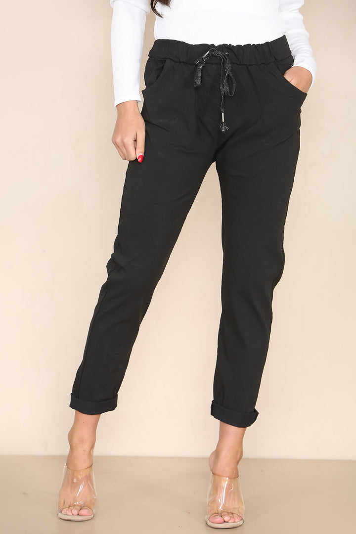 Plain Bi-Stretch Magic Trousers - jqwholesale.com