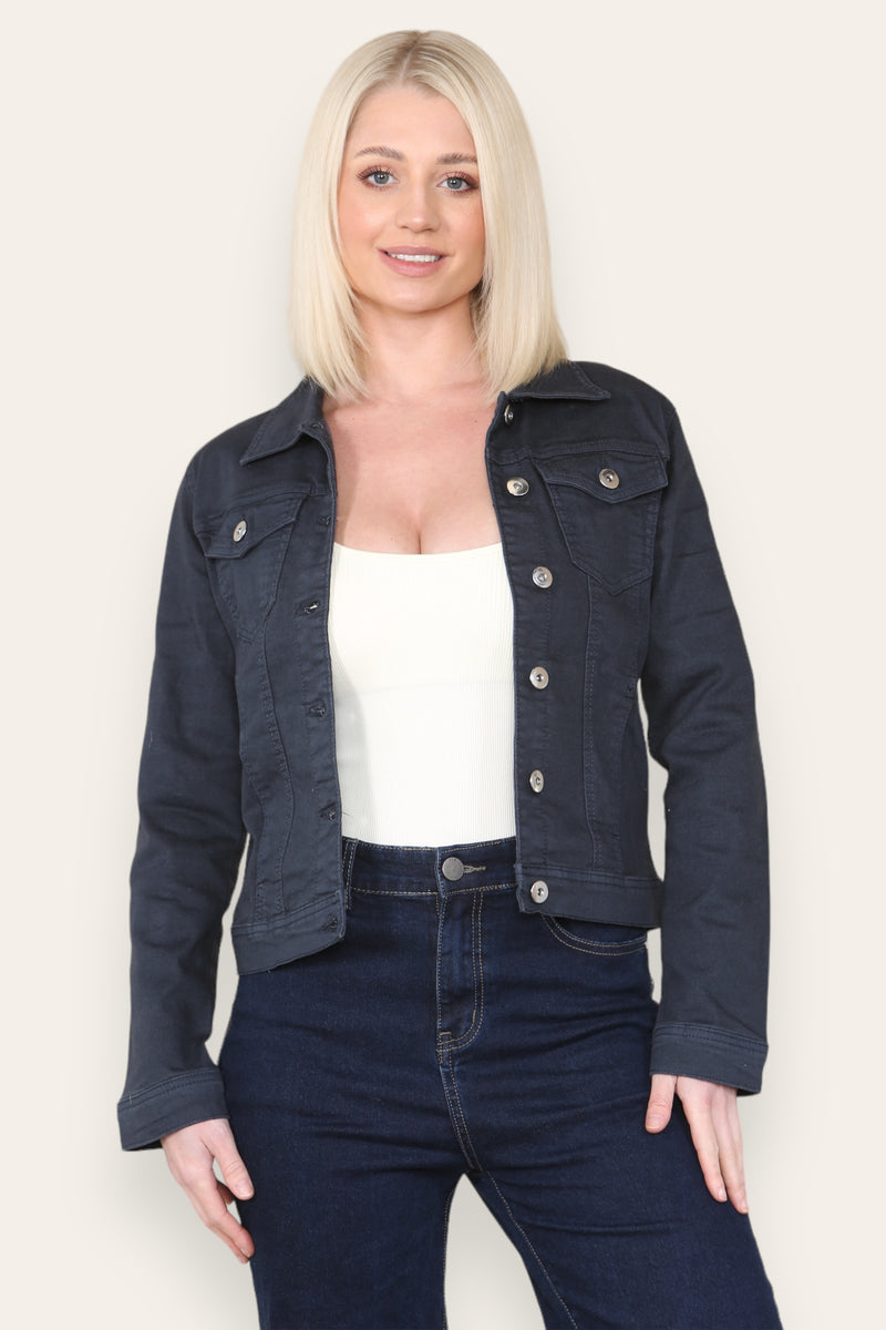 (7P.PACK) Patriot Blue Denim Cotton Stretch Jacket - jqwholesale.com